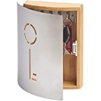 Zeller 13846 Armario para Llaves- bambú - acero inoxidable- Marrón- 21.5x6x24.5 cm